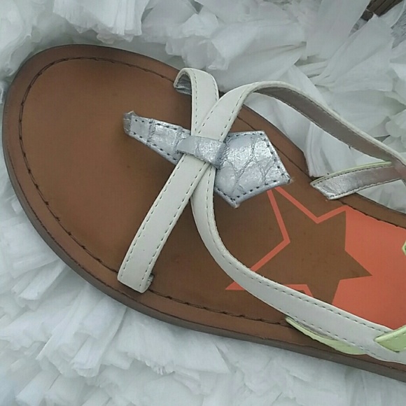 Sam Edelman Strappy Silver White Sandals Flats 8.5 - Picture 3 of 8